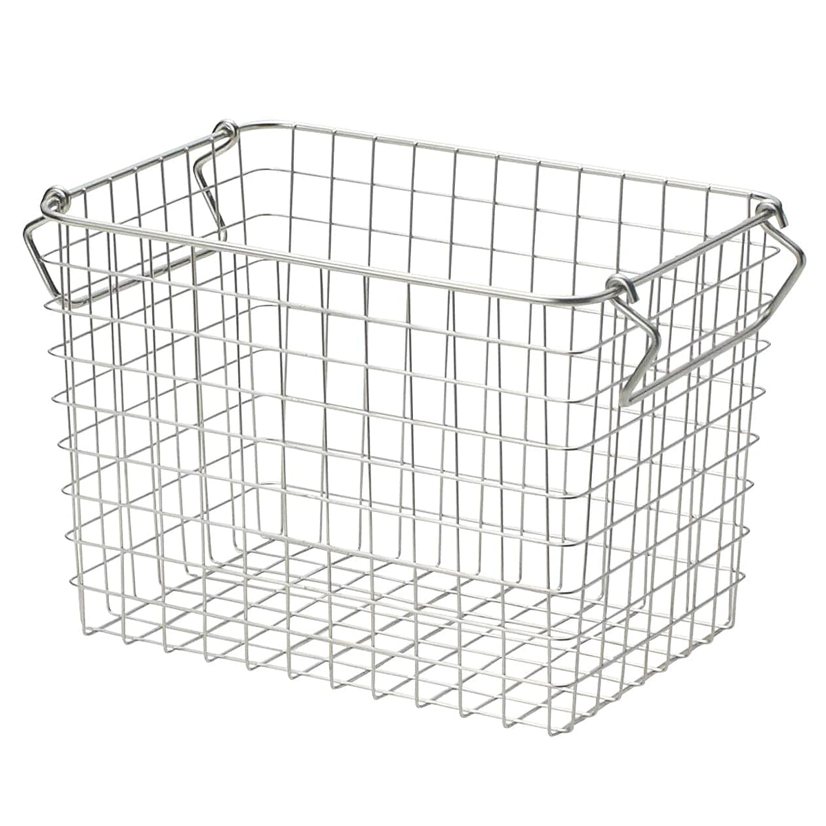 MUJI Stainless Steel Wire Basket with Handles, Stackable Two High, 26 x 18 x 18 cm, 37 x 26 x 18 cm, 37 x 26 x 24 cm, or 4-Basket Packs, Holds 5 kg