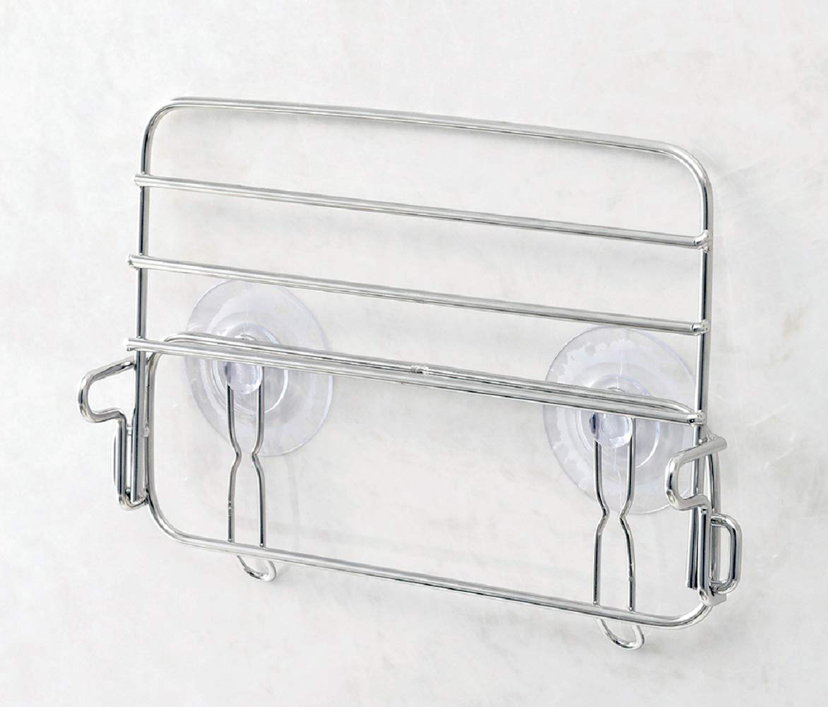 Pearl Metal Stainless Dishcloth Hanger — Fold-Flat Suction-Mount
