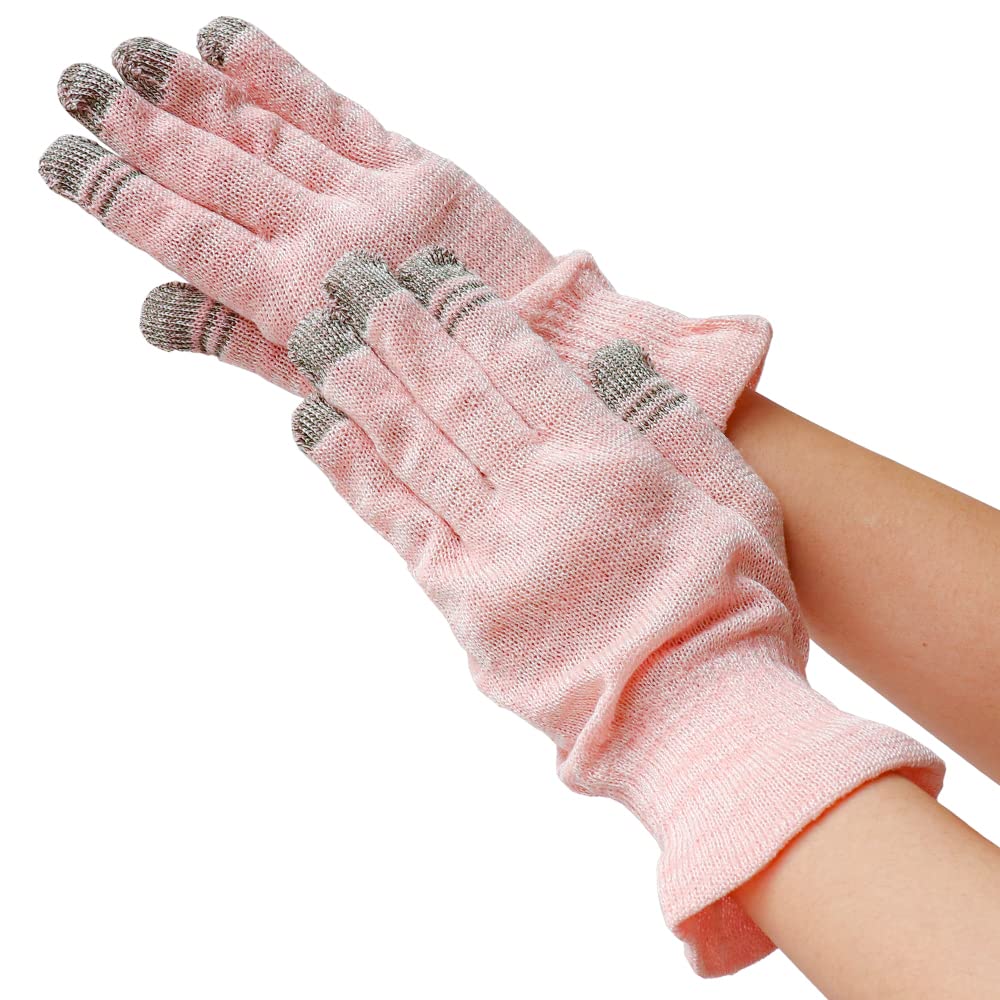 Kinuya 100% Silk Night Gloves with Touchscreen Fingertips, Moisturising Hand Care Gloves, Free size, Made in Japan