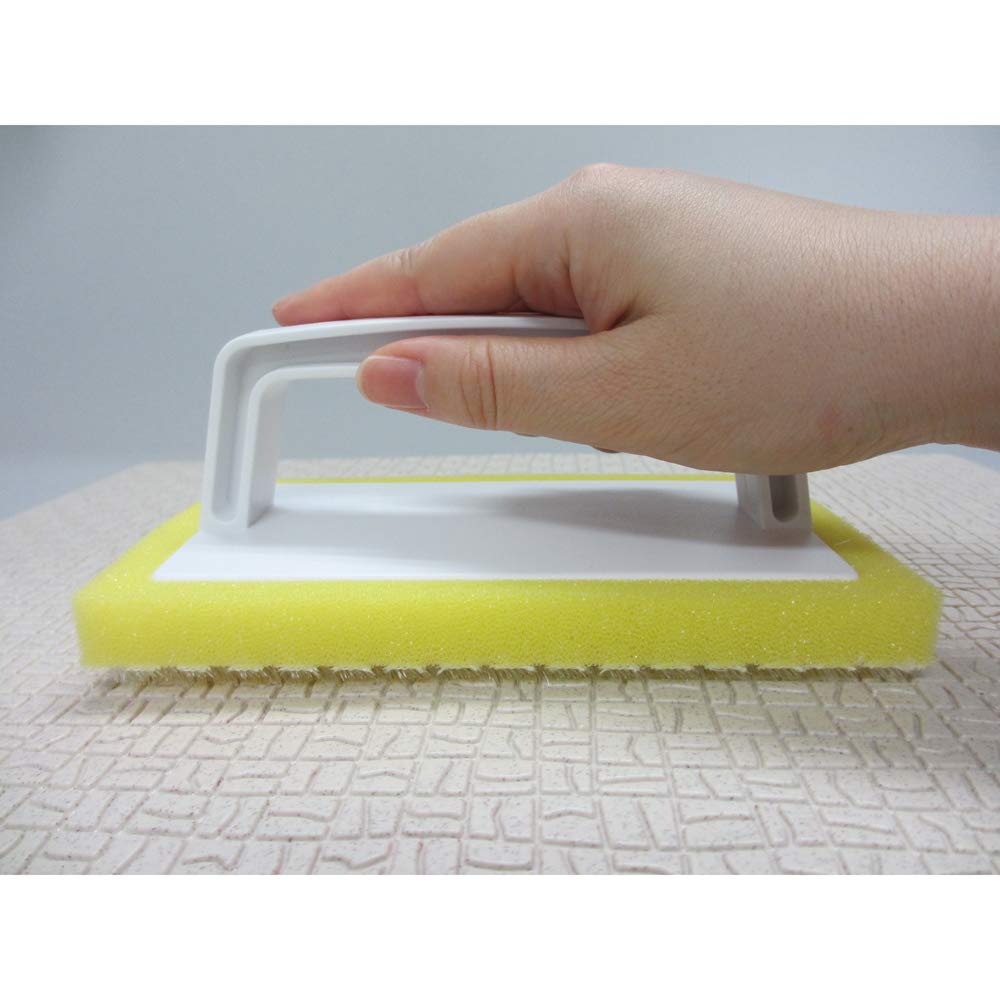 Azuma Bath Floor Brush Sponge G BT751, Scrubbing Brush with 5 mm Bristles on a Sponge Backing and Grip, About 9.8 x 6.7 x 16.2 cm, Yellow
