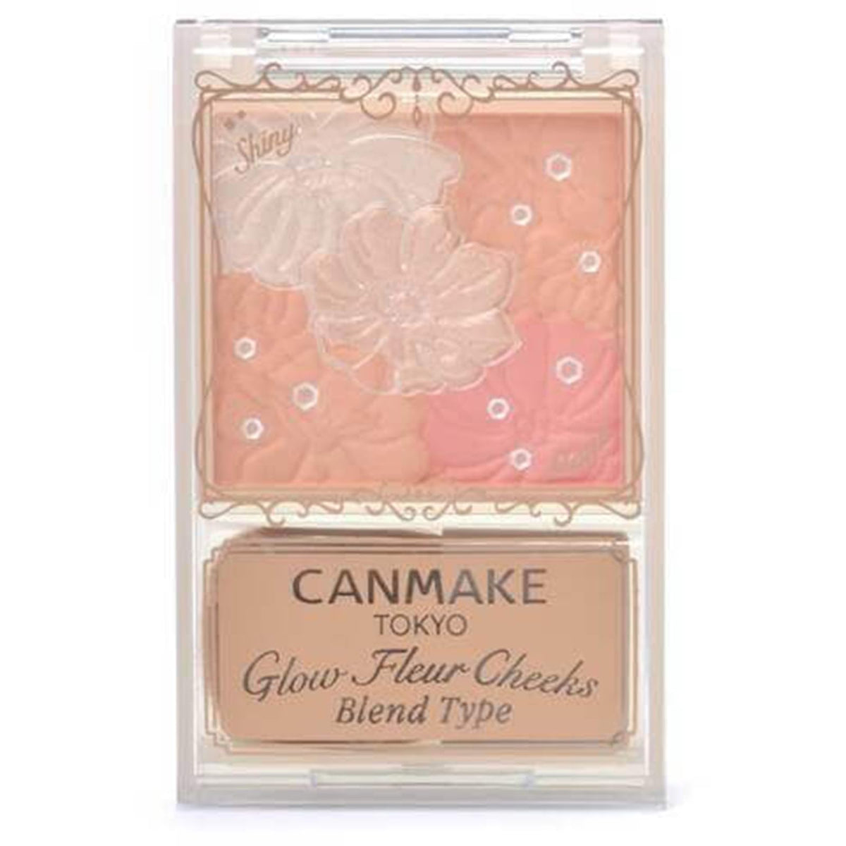 Canmake Glow Fleur Cheeks Blend Type, Four-Colour Shiny and Sheer-Matte Powder Blush Palette with Brush, 5.4 g