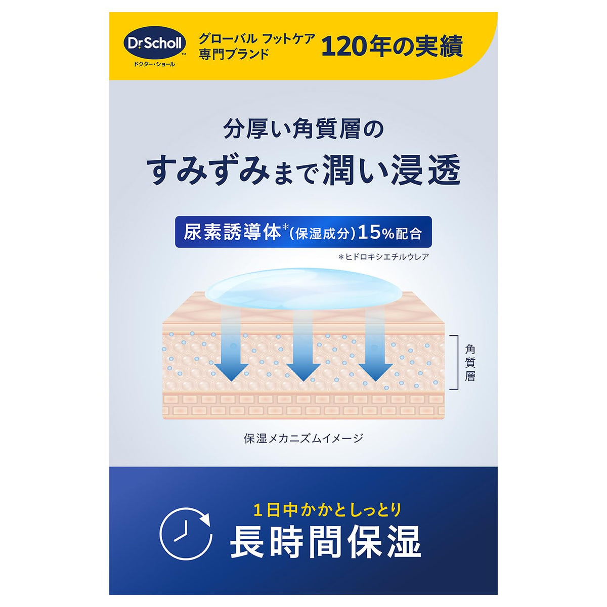 Dr. Scholl Heel Moisturising Cream 70 g, Fragrance-Free Gel Cream with 15% Urea Derivative for Long-Lasting Moisture on Thick, Rough Heels