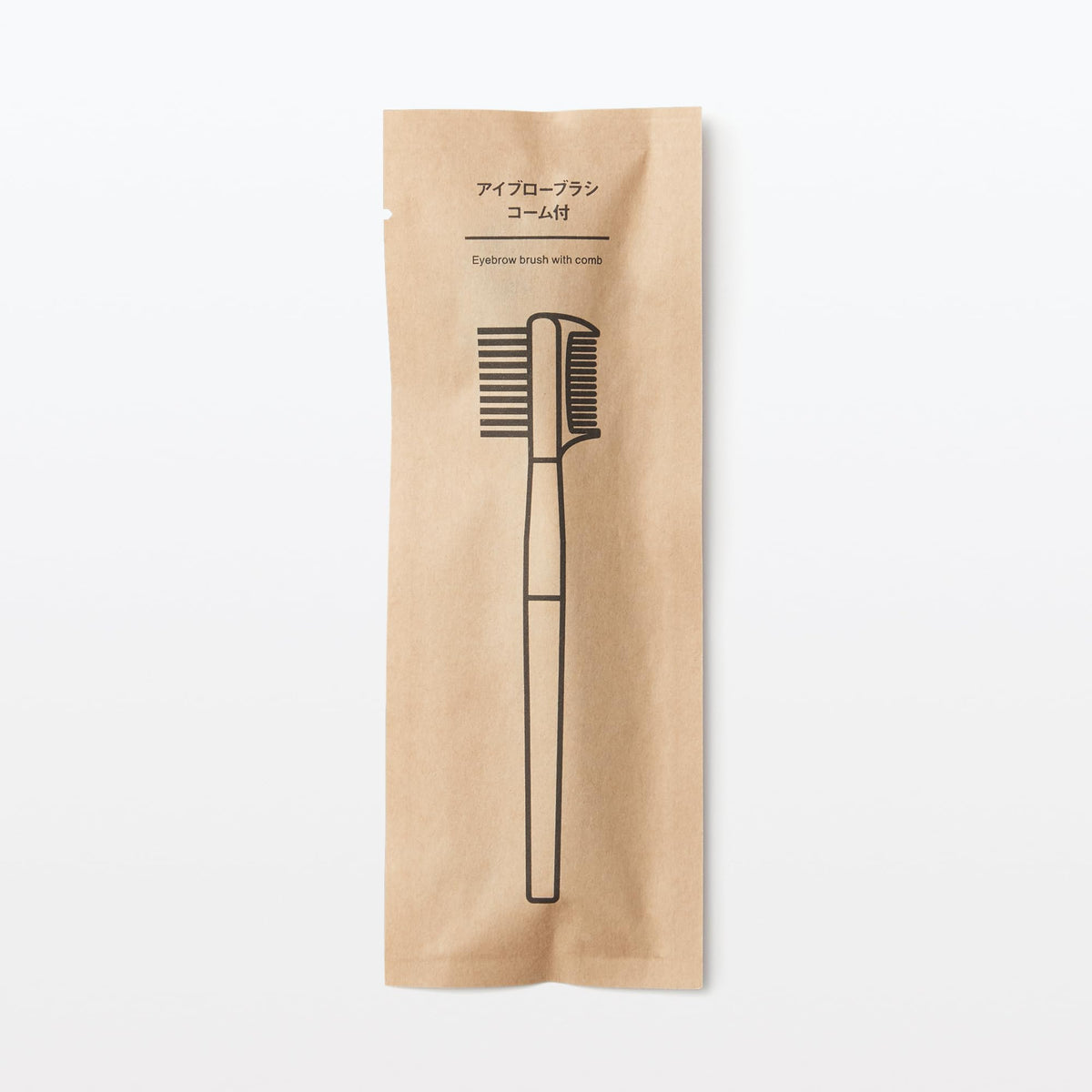 Muji Eyebrow Brush with Comb, Nylon Brow Brush and Clear Comb in One Tool, 127.5 mm, Aluminium Ferrule