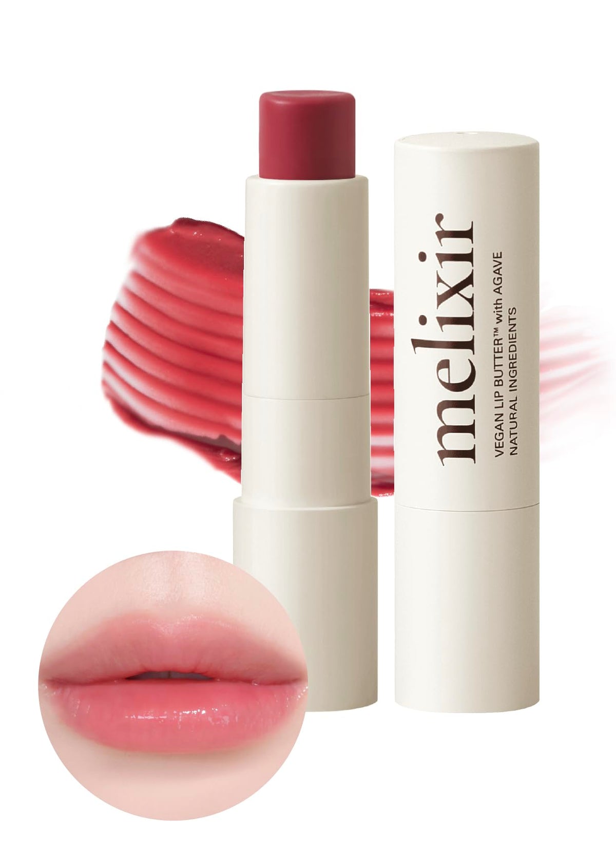 Vegan Lip Butter, Sheer Tinted Lip Balm with Agave, Shea Butter and Plant Oils for Dry Lips, 7 Shades