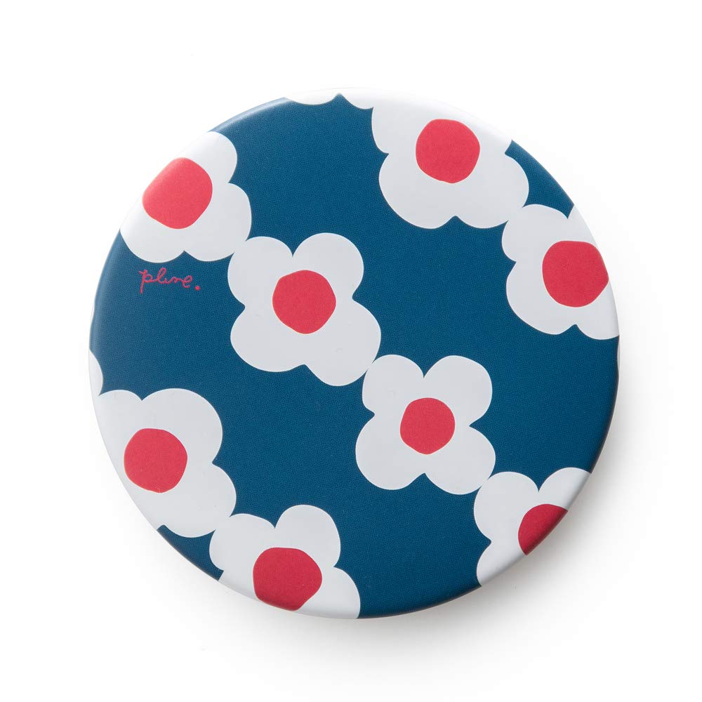 Horiuchi Mirror Plune Compact Hand Mirror, 75 mm Round Pocket Mirror with Patented Napure Colour-True Glass, Lead-Free, 33 g, Six Prints, Made in Japan