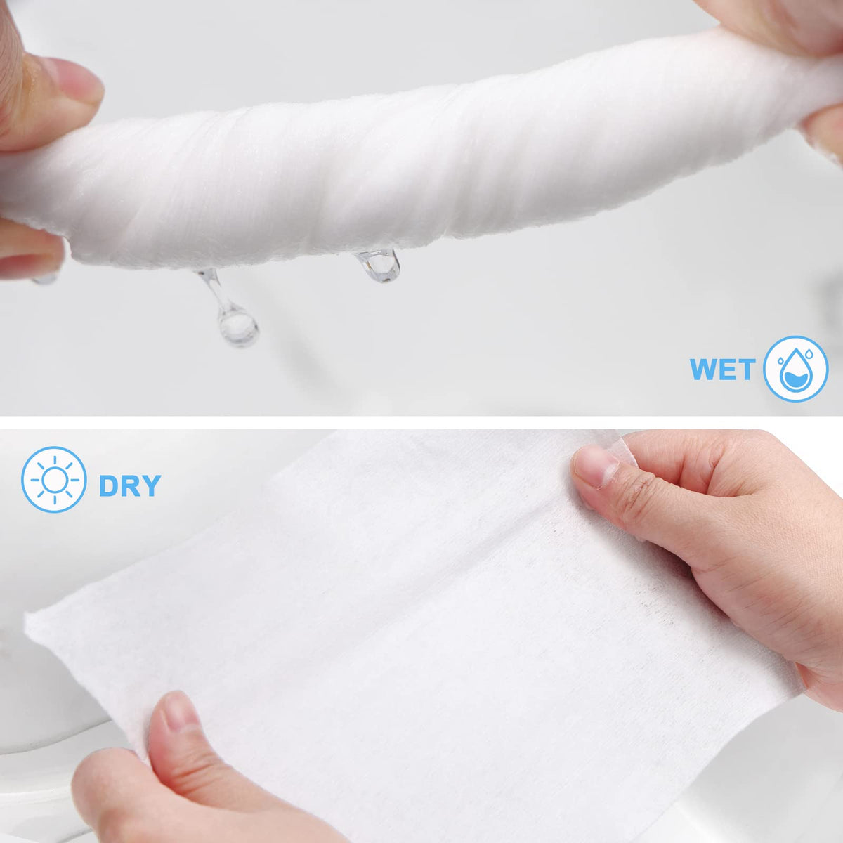 Cotton Sheets, 100 Percent Cotton Disposable Face Towels for Dry or Wet Use, Fragrance-Free and Lint-Free, 220 or 660 Sheets