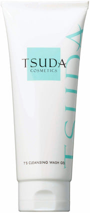 TSUDA COSMETICS T's Cleansing Wash Gel, Two-in-One Makeup Remover and Face Wash for Sensitive Skin with Ceramide and Amino Acids, 100 g
