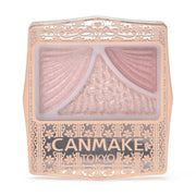 Canmake Juicy Pure Eyes, 12 Chai Tea Rose, Three-Colour Glossy Pink-Beige Eyeshadow Palette with Juicy Coat Souffle, 1.4 g