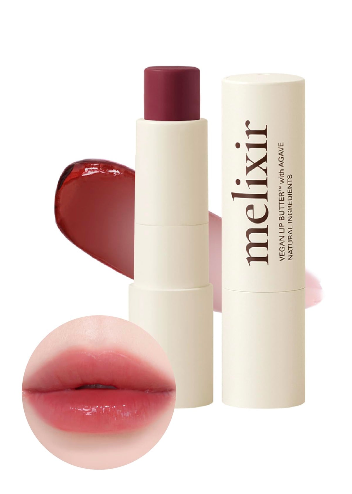 Vegan Lip Butter, Sheer Tinted Lip Balm with Agave, Shea Butter and Plant Oils for Dry Lips, 7 Shades