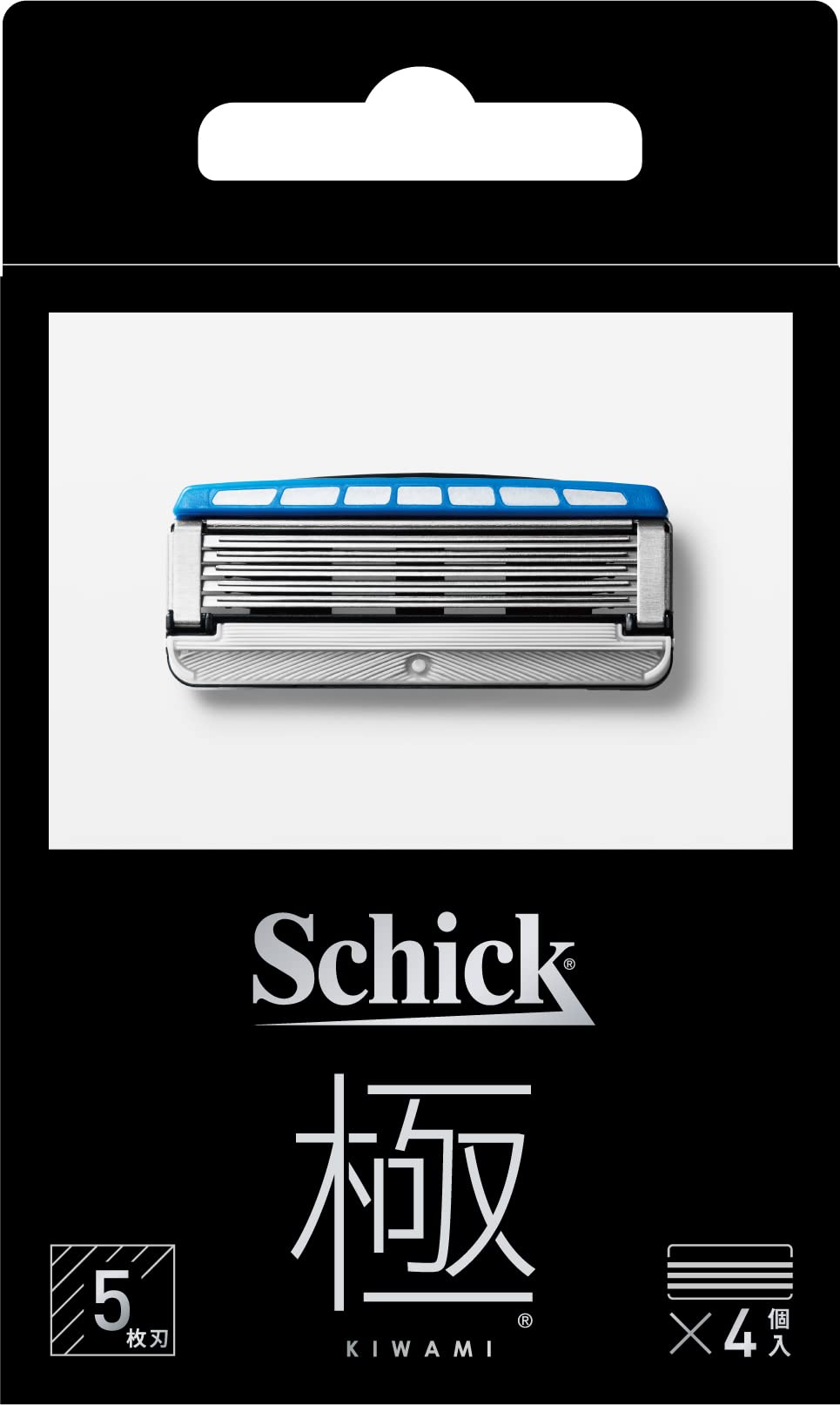 Schick Kiwami 5-Blade Razor Refill Cartridges, 4 Count, Top Model with Shock-Absorbing Handle Technology, Men's Shaving