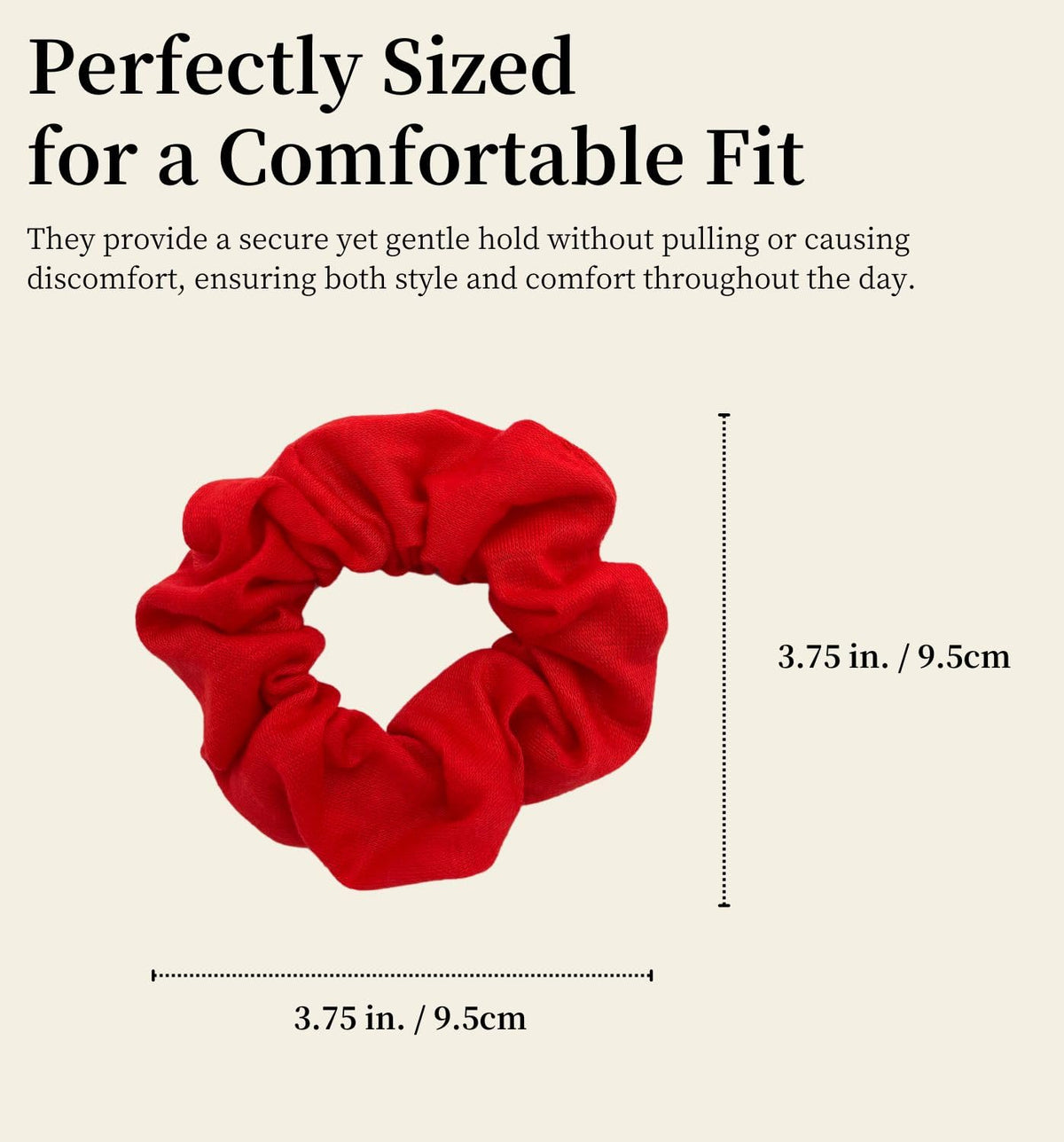 Soft Cotton Scrunchies, Pack of 2, for Women and Girls, Gentle Hair Ties for Thick Hair, Ponytails and Buns, 9.5 cm, Twelve Colors