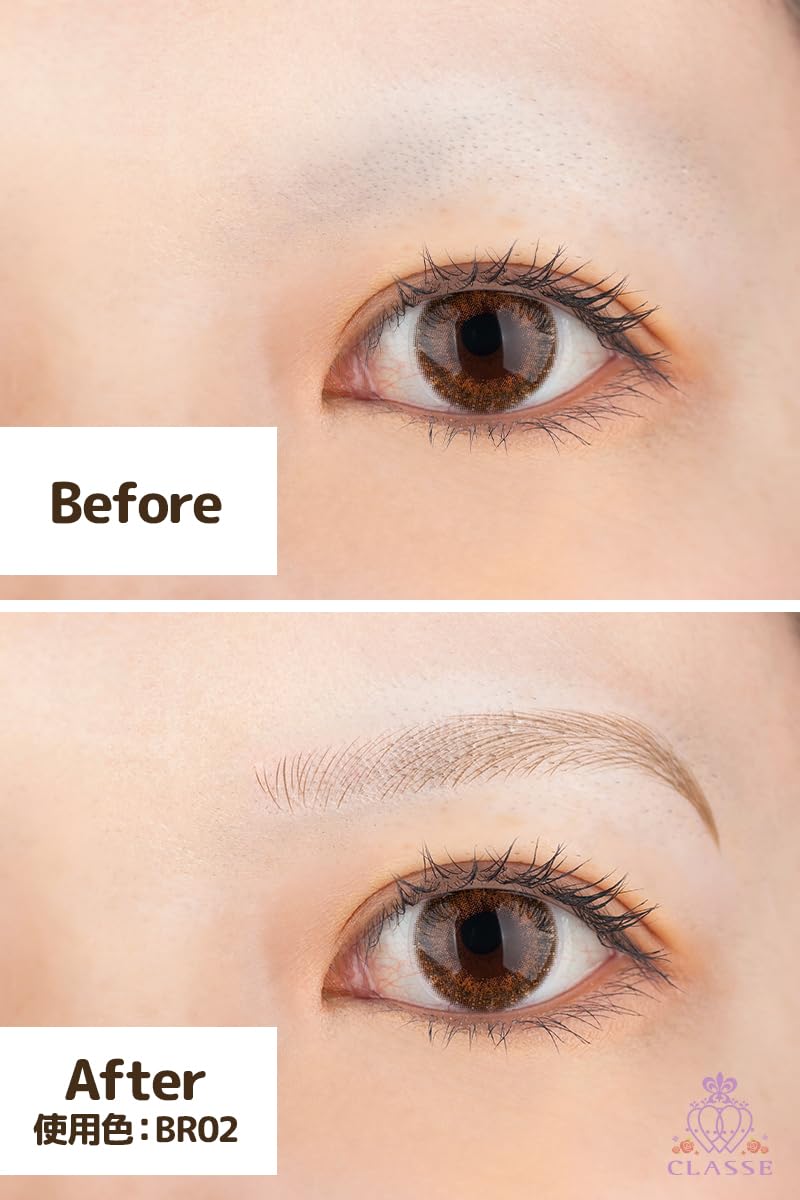 CLASSE Okigae-Mayu Waterproof Eyebrow Tattoo Stickers, Elegant Brow, Likable Brown BR02, 12 Pairs
