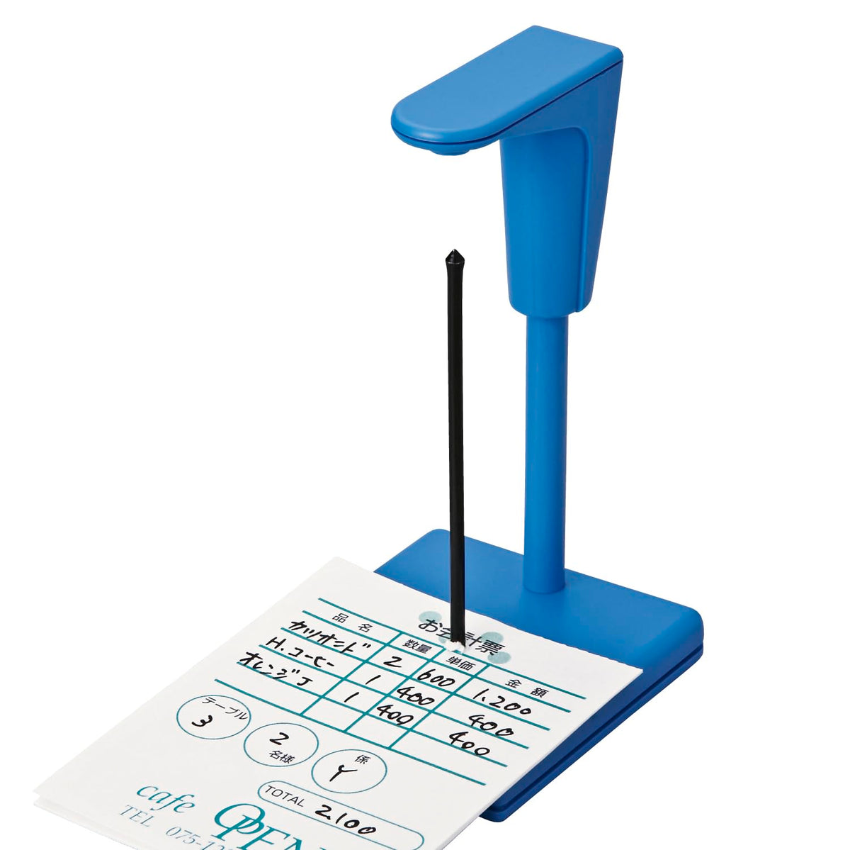 Open Kogyo Slip Spike SF-333 Small and SF-100 Large, Weighted Receipt Spindle with Rounded Needle Tip and Spring Head in Recycled ABS, Black or Blue, Single or Set of 2, Made in Japan