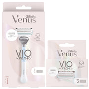 Gillette Venus VIO Hair and Skin Razor for Women, Handle with 1 Blade Fitted Plus 3 Refill Blades (4 Blades), Skin Safety Bar and Pinpoint Trimmer