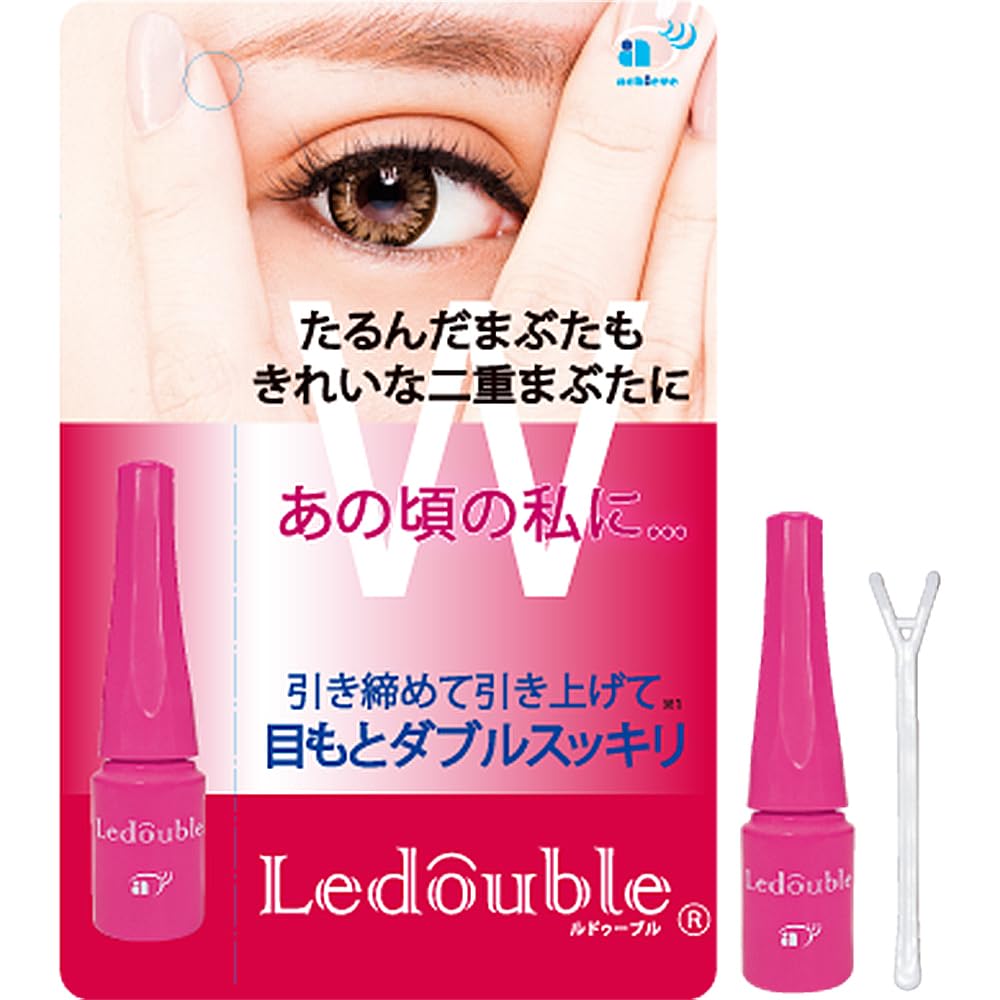 Adult Eyelid Fold Liquid, Water-Resistant Film-Shrinking Double-Eyelid Solution with Collagen and Fine Brush, 2 mL, 2 mL x 2 Set
