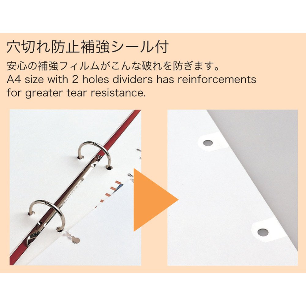 Maruman Laminated Tab Index Sheets, A4 Two-Hole, 300 x 220 mm, 5, 6, 10 or 12 Colour Tabs per Set, Made in Japan, 1 to 10 Books