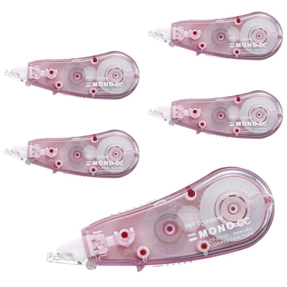 Tombow Mono CC Disposable Correction Tape, 5, 6 or 8.4 mm Wide and 6 m Long, Compact Vertical-Pull with Cover Head and Wobble-Correcting Head, 27 x 17 x 73 mm and 11 g Each, Packs of 3 to 10