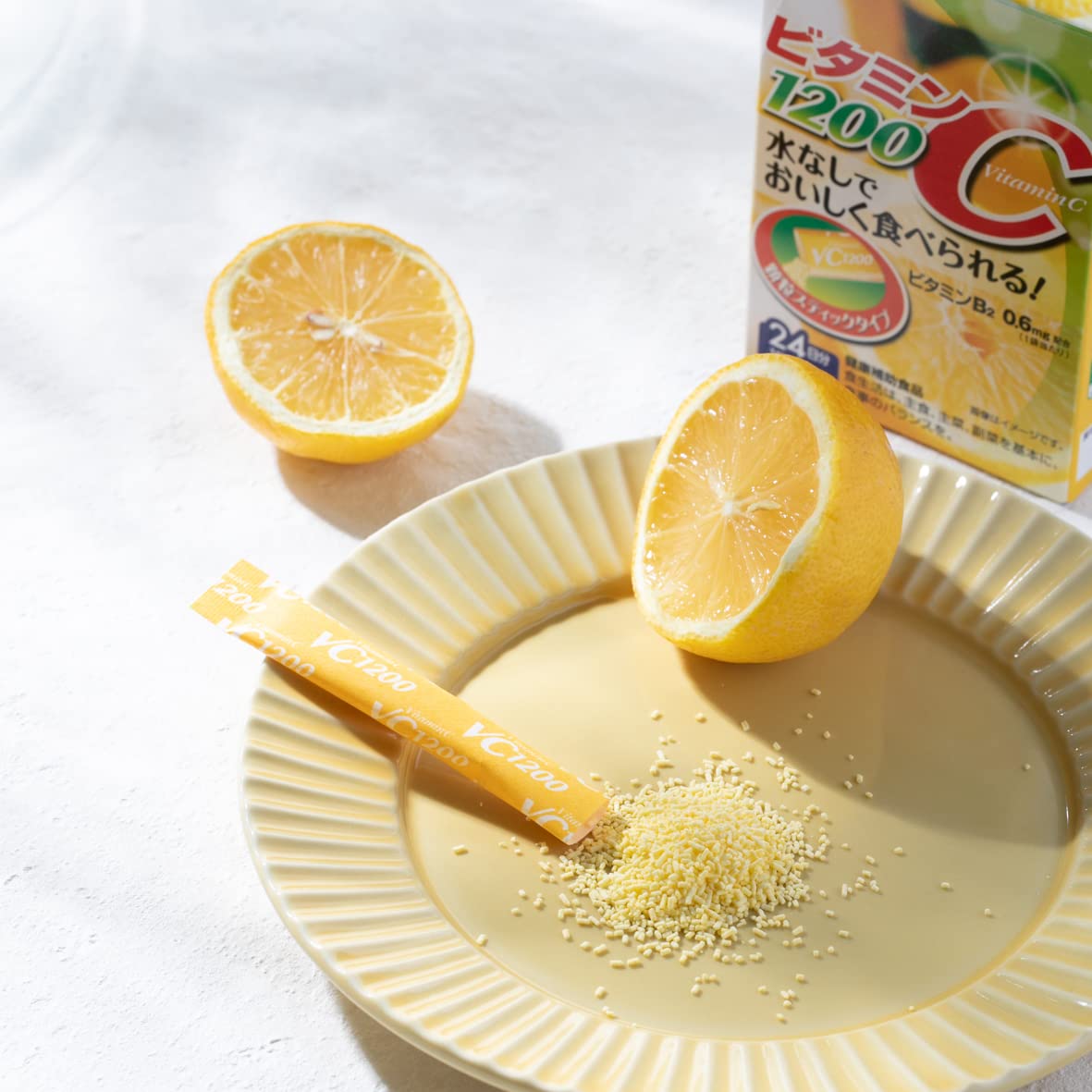 Vitamin C 1200 mg Granule Sticks with Vitamin B2, Lemon Flavour, No Water Needed, 24 Sticks of 2 g for 24 Days