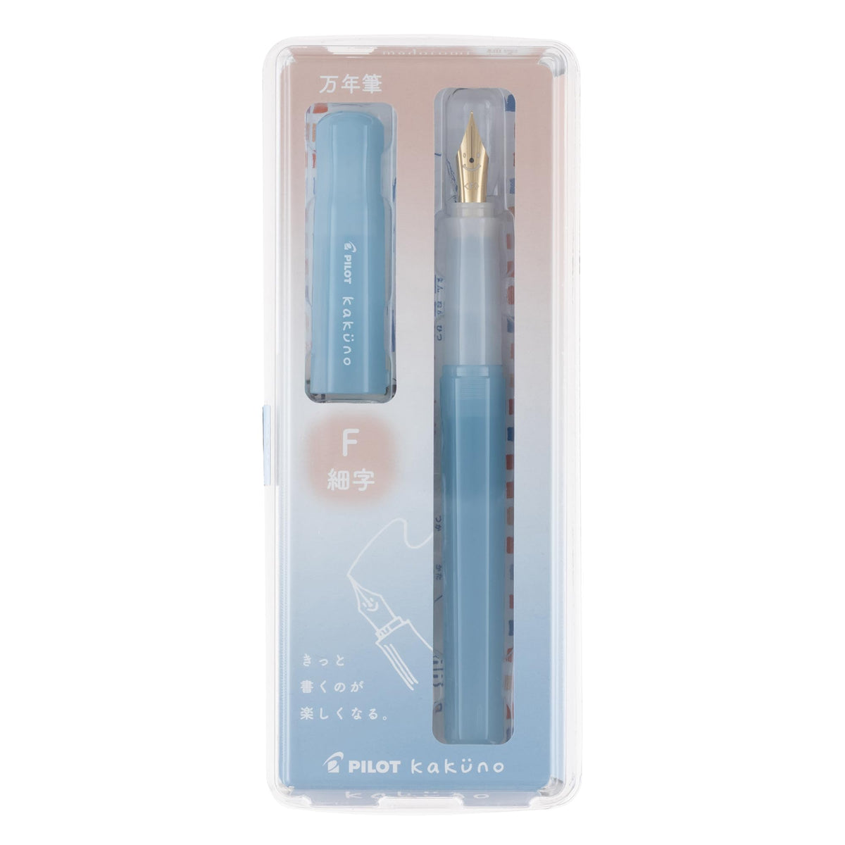 PILOT Kakuno Madoromi Fountain Pen, Capped Fountain Pen with Gold-Coloured Nib, Fine or Medium, Black Cartridge Included, Converter CON-40 or CON-70N Compatible, 131 mm, 5 Colours