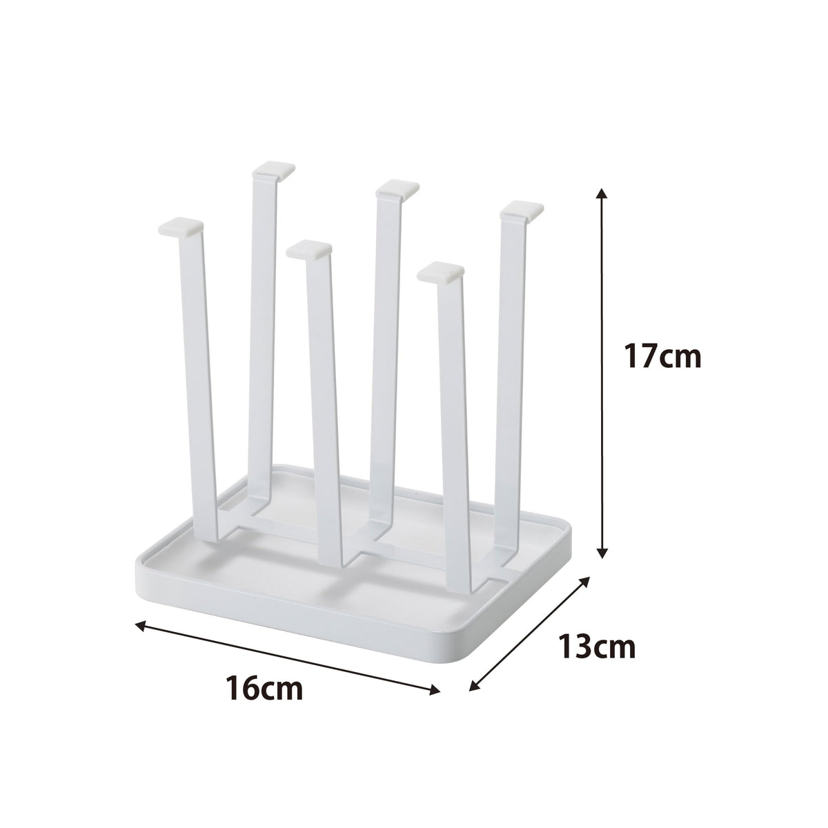 Yamazaki Tower Slim Glass Stand, Steel Draining Stand for 4 to 6 Glasses and Mugs with Removable Tray, 16 x 13 x 17 cm, White