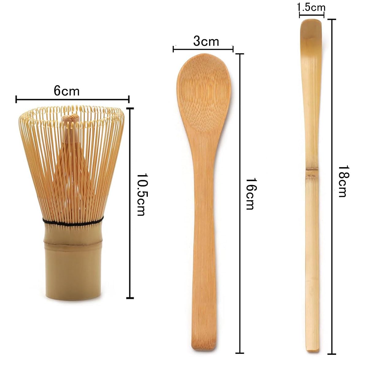 BTtime Bamboo Matcha Set, 100-Prong Whisk, Tea Scoop and Tea Spoon