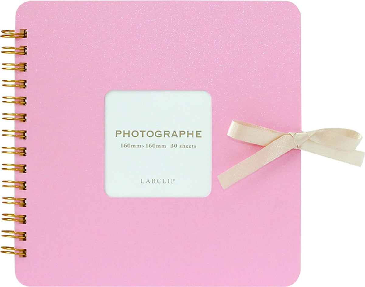 LABCLIP Square Ring Scrapbook SCSQ, 30 Paper Mount Sheets with Window Cover and Ribbon, 162 x 162 x 18 mm, 8 Colours