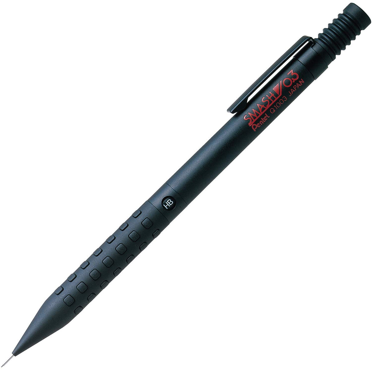 Pentel Smash Mechanical Pencil, Low-Centre-of-Gravity 0.5 mm or 0.3 mm with Brass Tip, Metal and Rubber Grip and 4 mm Drafting Pipe, 11 x 9 x 139 mm and 13 g, Black, Dark Grey or Red, With or Without Lead Tubes