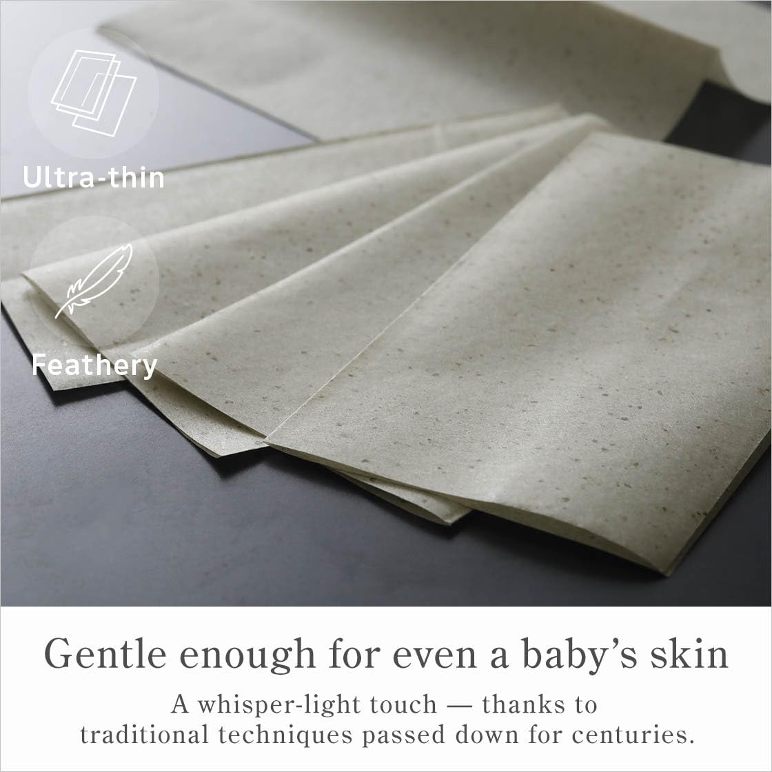 Japanese Oil Blotting Paper, 100 Sheets per Box, Mino Washi, Green Tea or Black Charcoal, Pack of 1 or 2, Made in Japan