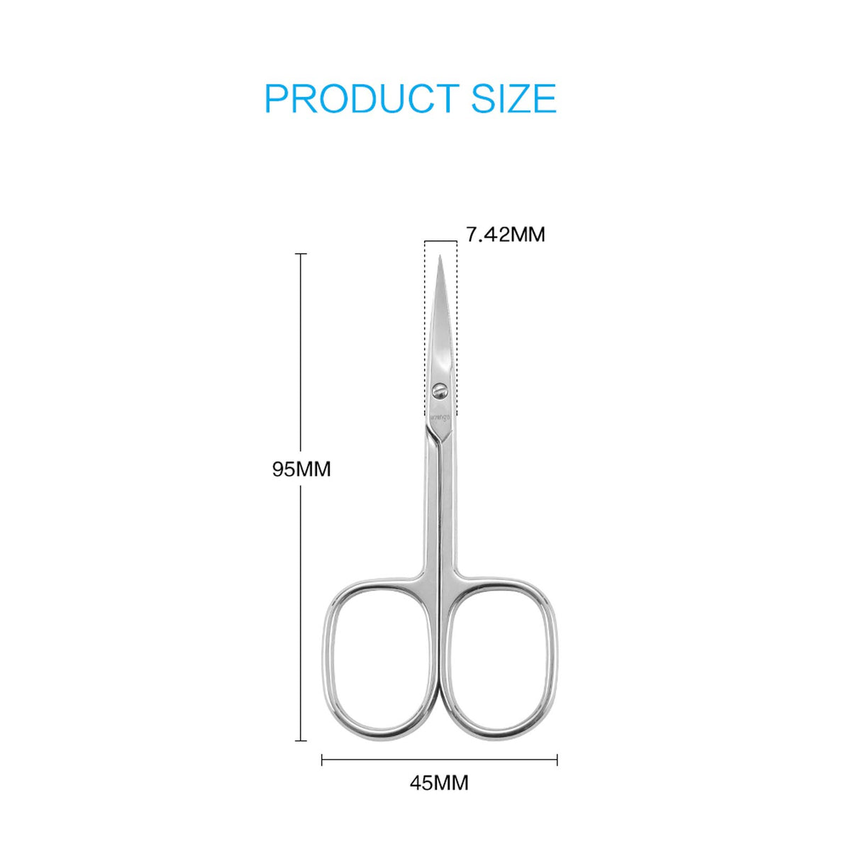 LIVINGO Curved Beauty Scissors 95 mm, Stainless Steel Cuticle, Eyebrow and False Eyelash Scissors with Pointed Tips