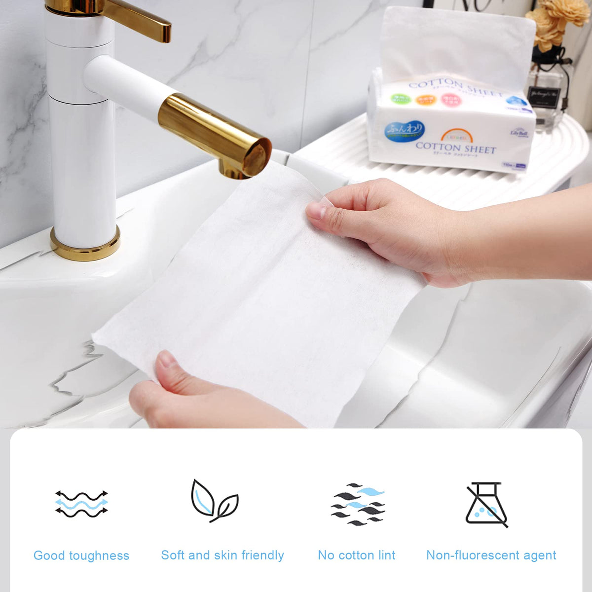 Cotton Sheets, 100 Percent Cotton Disposable Face Towels for Dry or Wet Use, Fragrance-Free and Lint-Free, 220 or 660 Sheets
