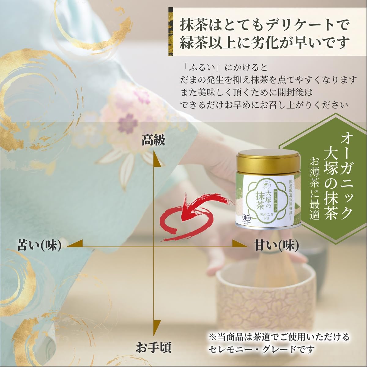 Organic Matcha Powder 20 g, Japanese Organic JAS Certified Ceremonial Grade Tencha, No Additives, Zip Pouch