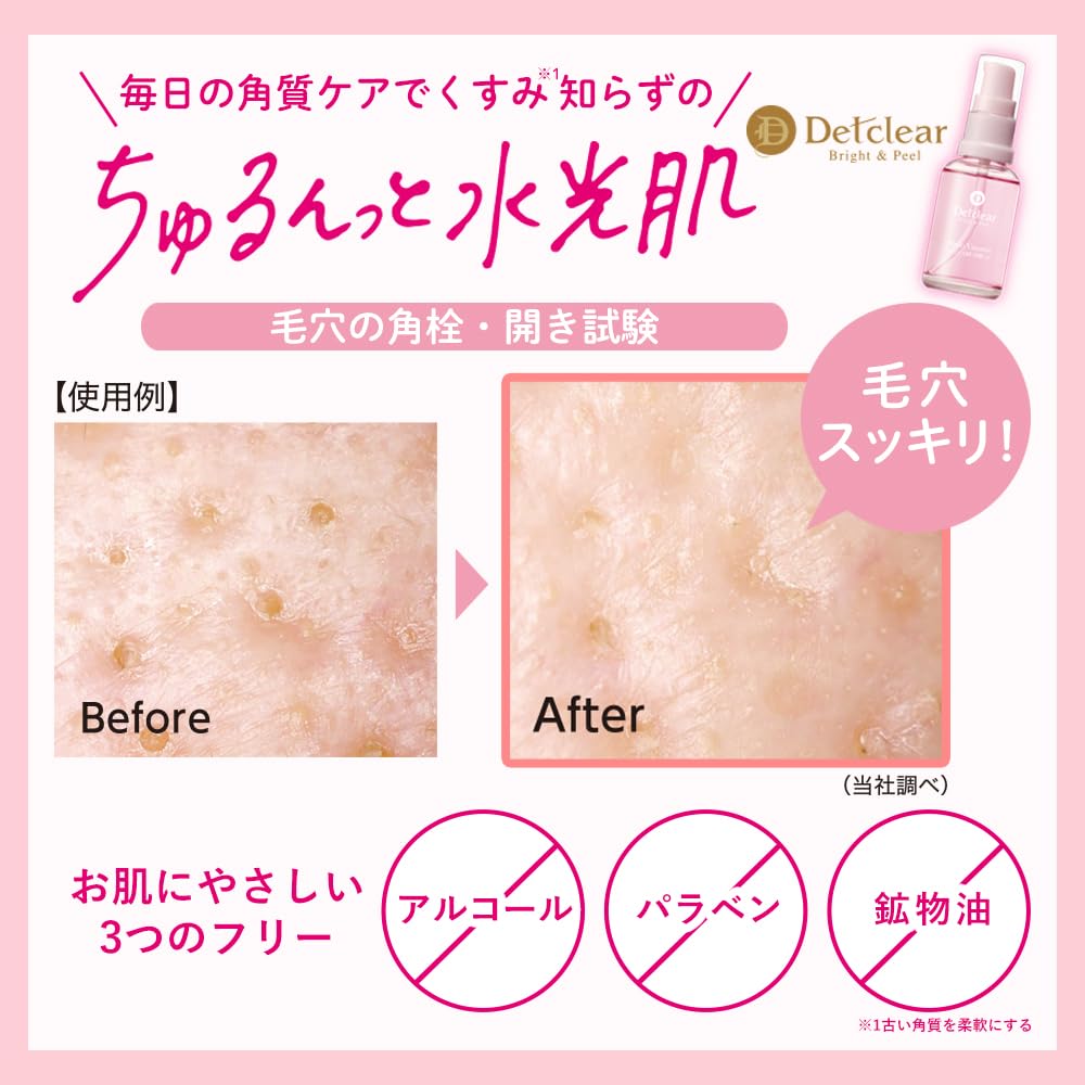 Meishoku Detclear Bright & Peel Multi Vitamin Peel Serum with 2% Mandelic Acid, Capsule Retinol and Vitamin C, Leave-On Peel Care Serum, 33 mL