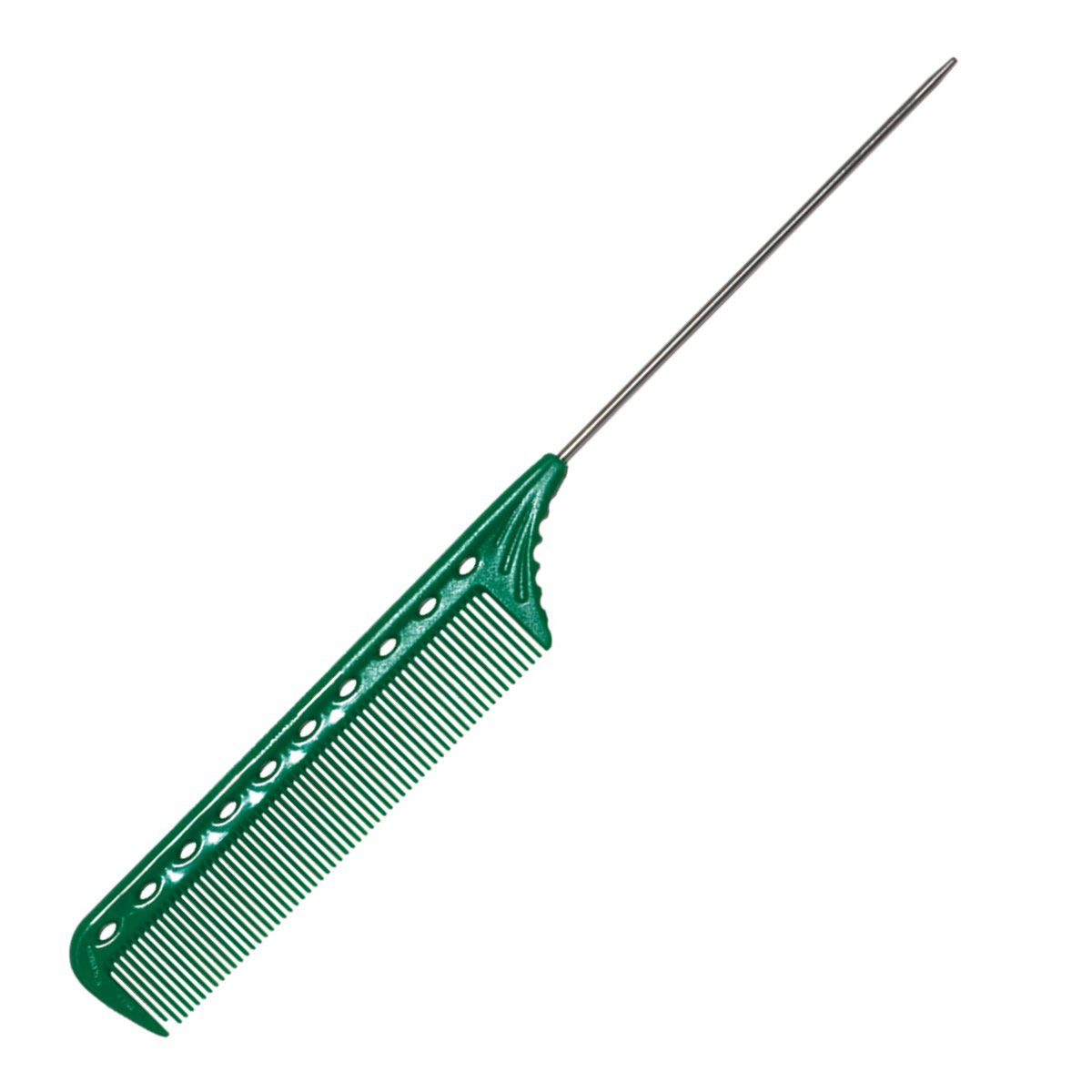Y.S.PARK YS-102 Winding Tail Comb, Green, Fine-Tooth Parting Comb with Metal Tail