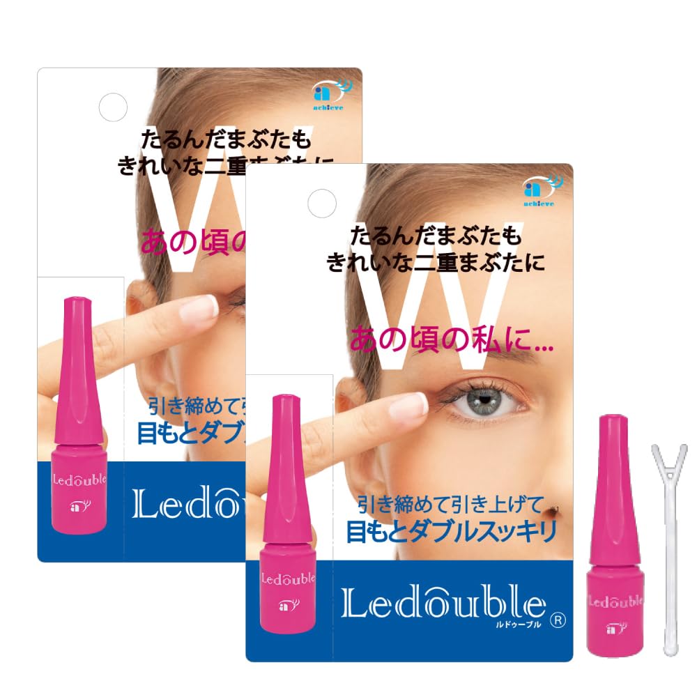 Adult Eyelid Fold Liquid, Water-Resistant Film-Shrinking Double-Eyelid Solution with Collagen and Fine Brush, 2 mL, 2 mL x 2 Set