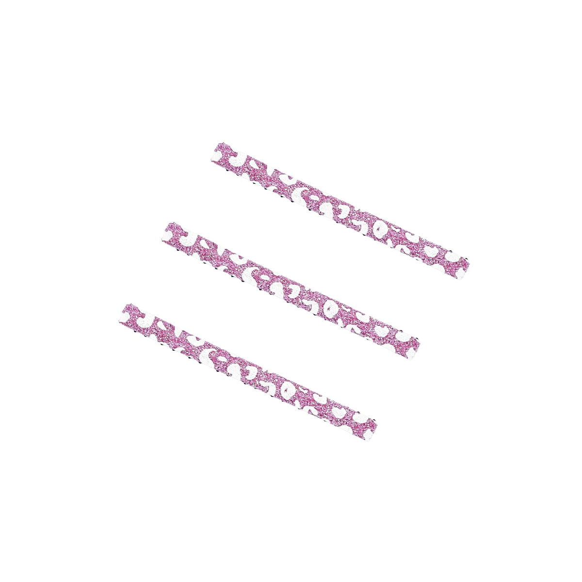 Glitter Pattern Slim Rectangle No-Crease Hair Clips for Bangs, 74 x 5.8 mm, Made in Japan, Sets of 3 or 8 Colors