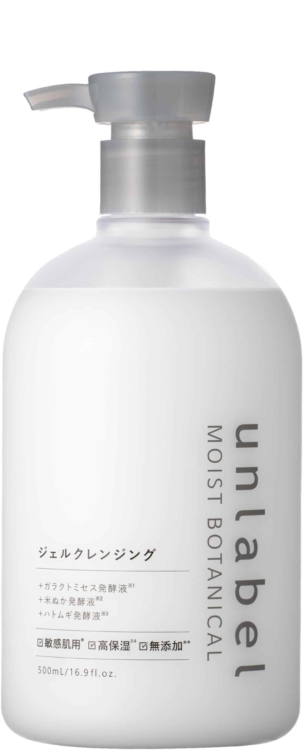 Unlabel Moist Botanical Gel Cleansing, Oil-in-Gel Makeup Remover with 3 Fermented Liquids for Pores and Clarity, No Double Cleansing, 500 mL