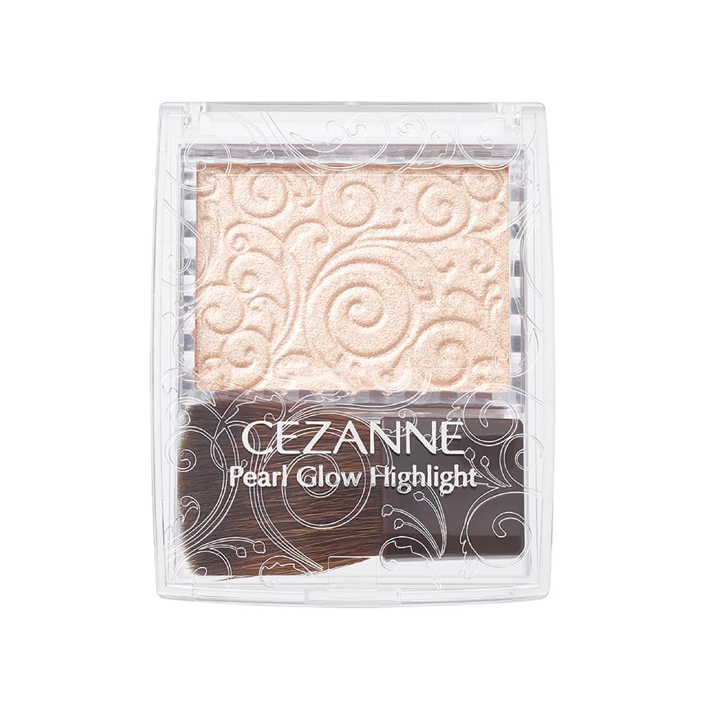 Cezanne Pearl Glow Highlight, High-Shine Pearl Powder Highlighter with Brush, 2.4 g