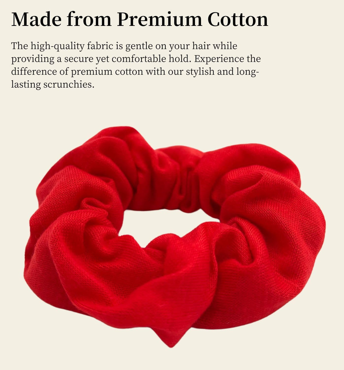 Soft Cotton Scrunchies, Pack of 2, for Women and Girls, Gentle Hair Ties for Thick Hair, Ponytails and Buns, 9.5 cm, Twelve Colors