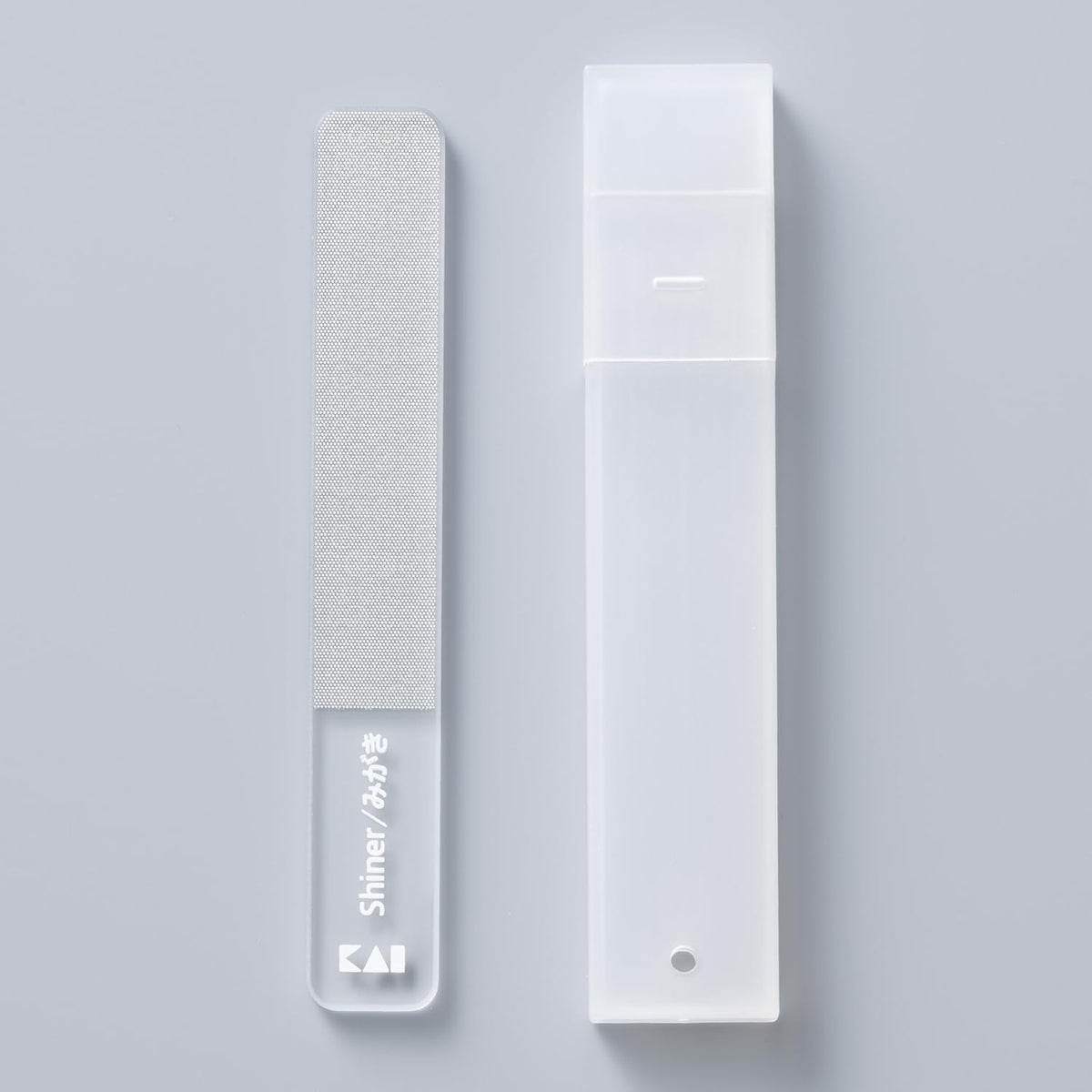 KAI Mini Maru Multi Glass Nail File KQ2201, 2-Way Glass File and Shiner with Carry Case, Washable Compact Nail File