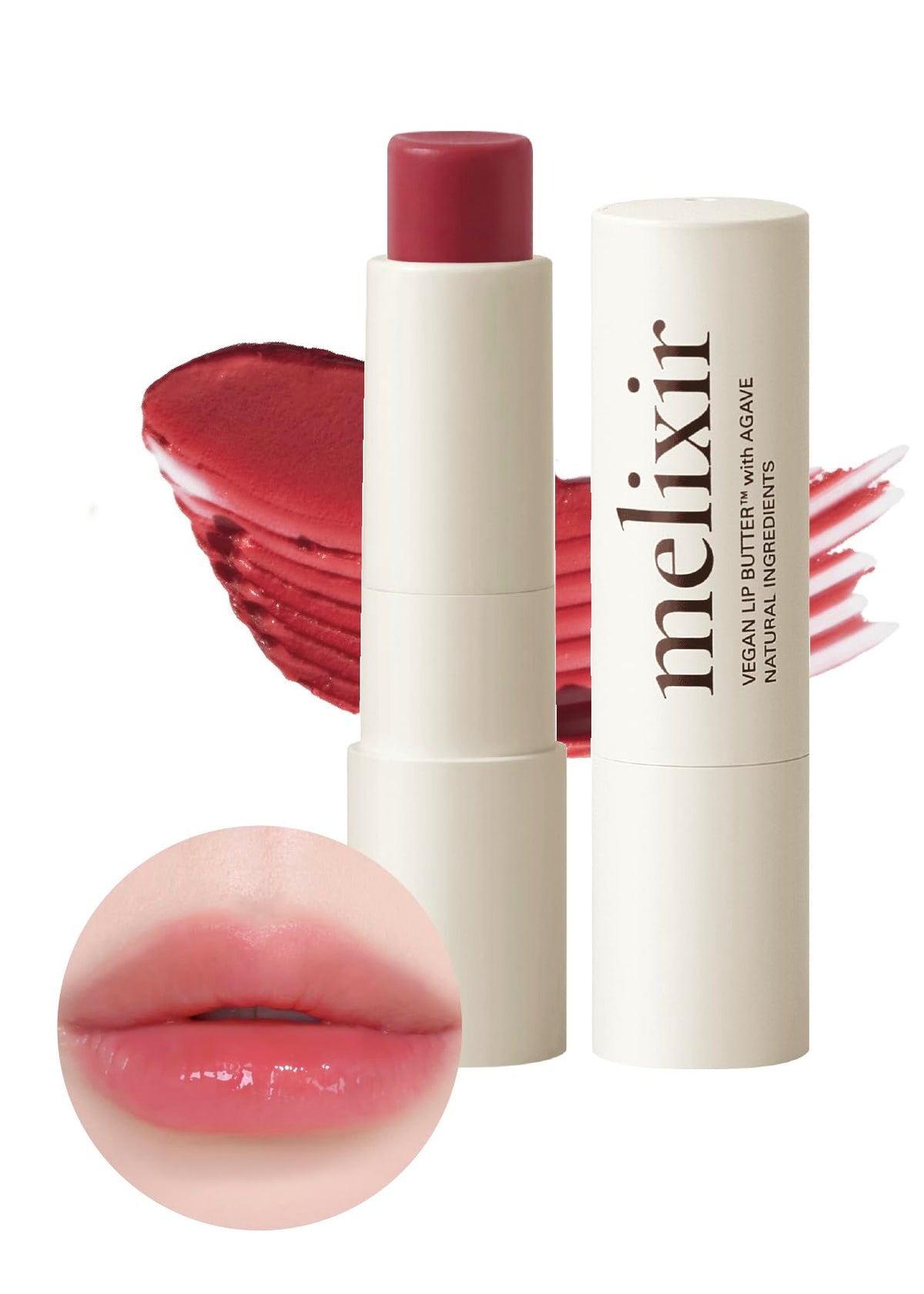 Vegan Lip Butter, Sheer Tinted Lip Balm with Agave, Shea Butter and Plant Oils for Dry Lips, 7 Shades