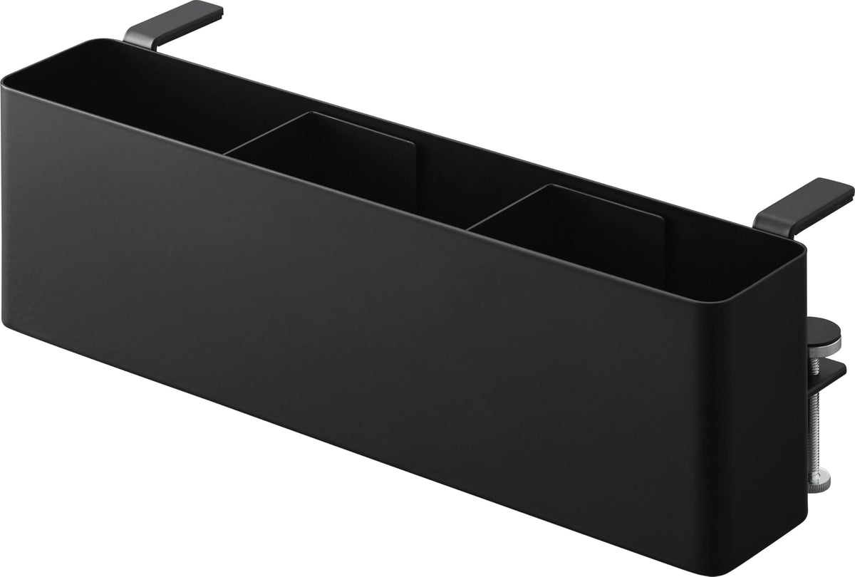 Yamazaki Tower Table-Side Remote Control Rack, Clamp-On Steel Organizer for Desks and Tables, 30 x 10 x 9.5 to 11 cm and 895 g, Holds 5 kg, Black or White