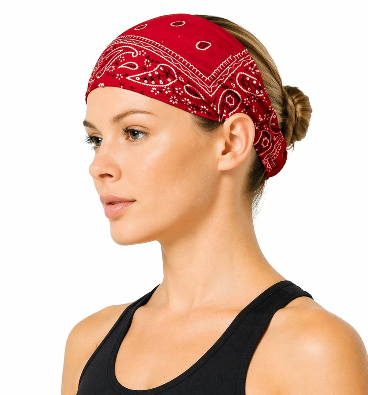 Elastic Bandana Headband for Women and Men, Wide Stretch Head Wrap in 15 Colors and Prints, One Size