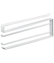 Yamazaki Tower Under-Shelf Dish Cloth Hanger, Steel Rail for Three Cloths, 26 x 1.5 x 9.5 cm, Holds 500 g, No Drilling, White