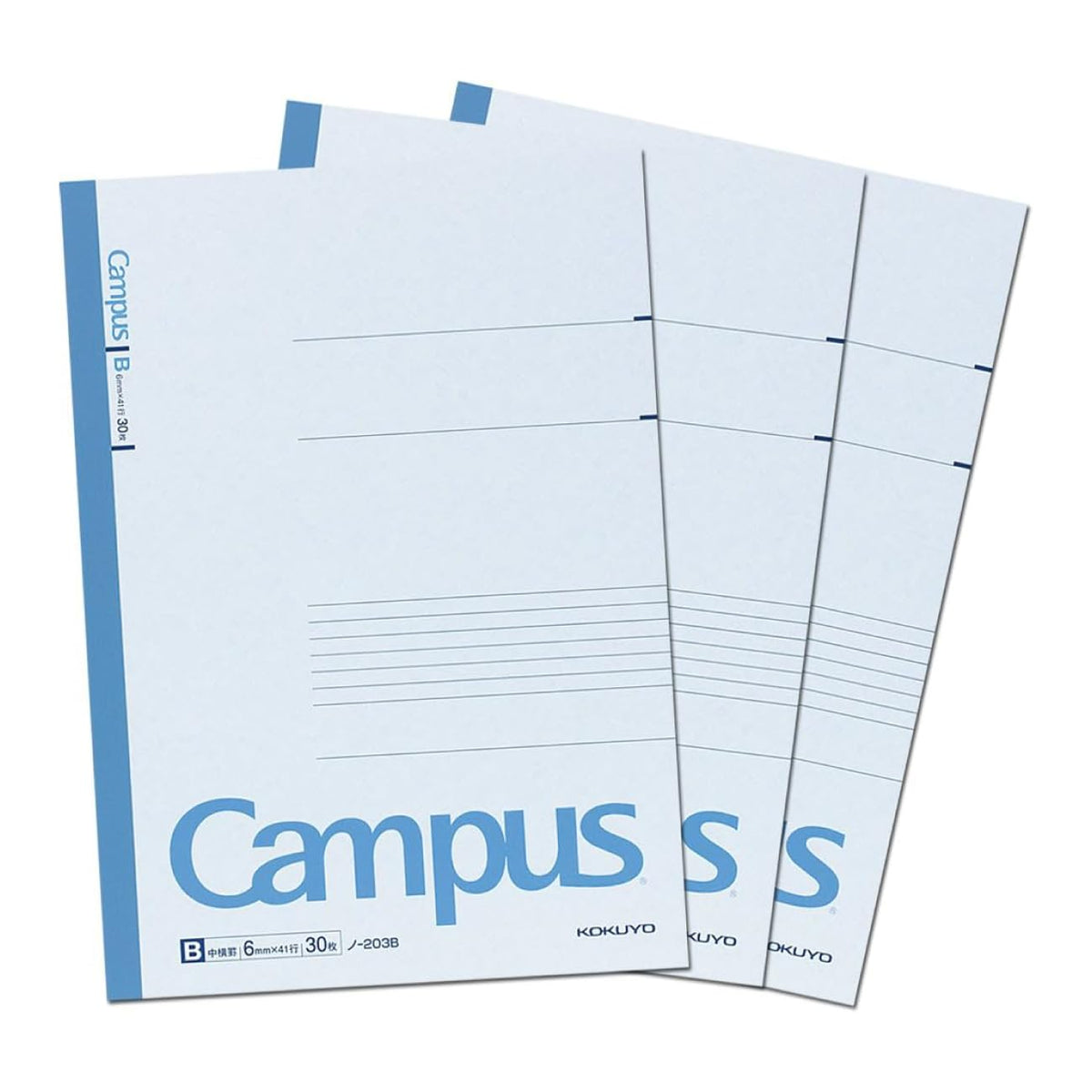 Kokuyo Campus Notebook A4 No. 1, 297 x 210 mm, 30 Sheets Each, 7 mm A-Rule, Dotted A-Rule or B-Rule, Packs of 3 or 5 Books