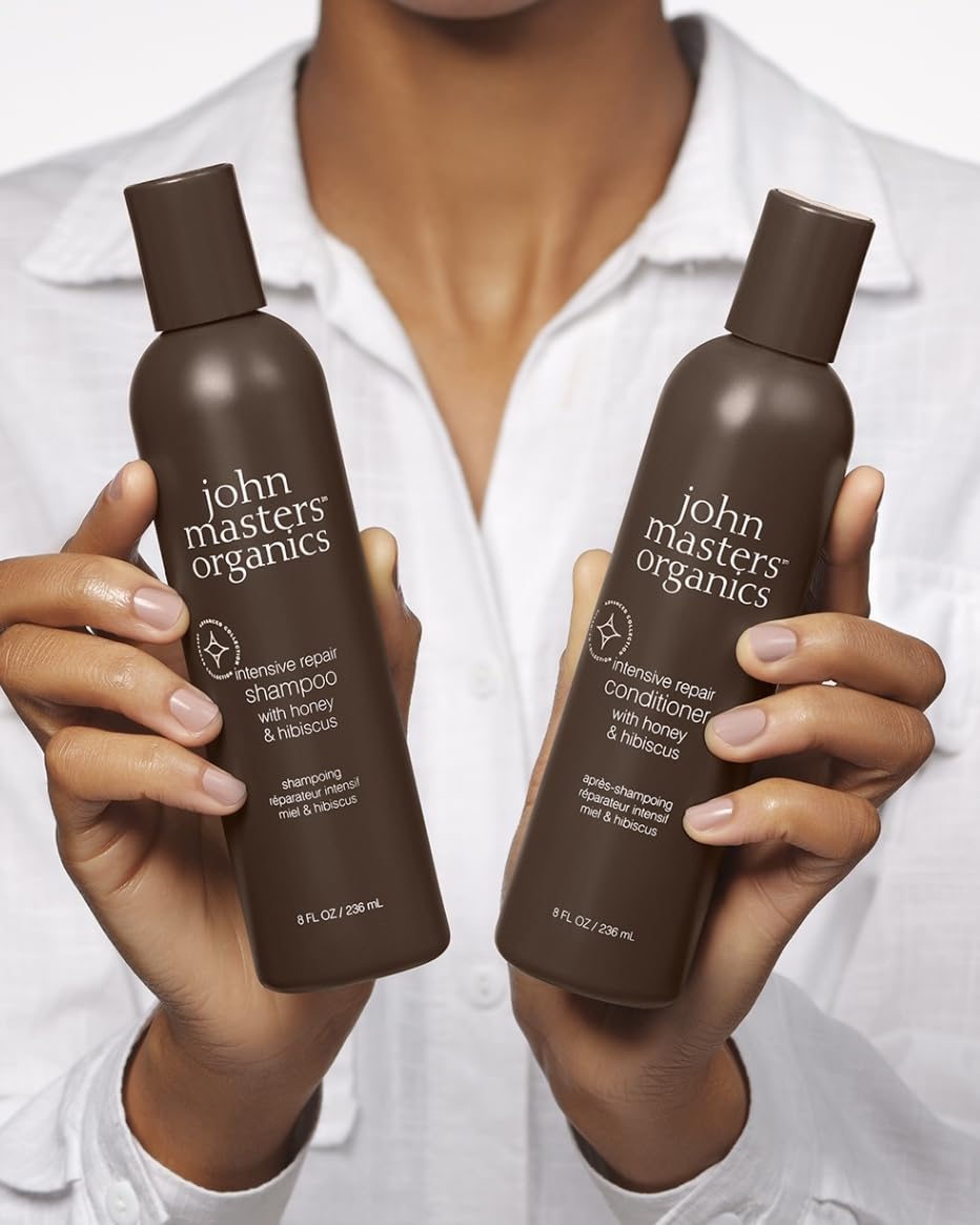 John Masters Organics Intensive Repair Shampoo with Honey and Hibiscus for Damaged Hair, 236 mL