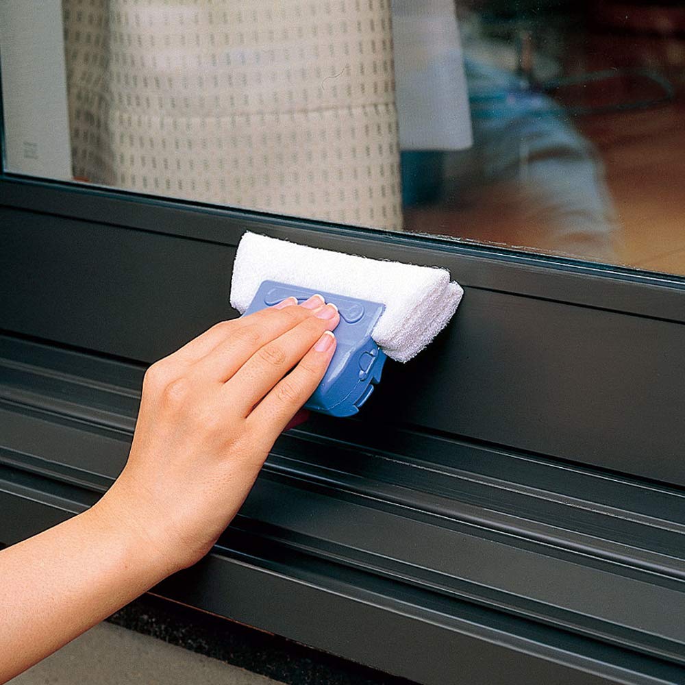 Azuma Sash Fukkifuki Window Sash Cleaning Sponge, Clip-On Tool with Two Non-Woven Pads for Rails and Blinds, 14 x 8.5 x 3.5 cm and 49 g, White