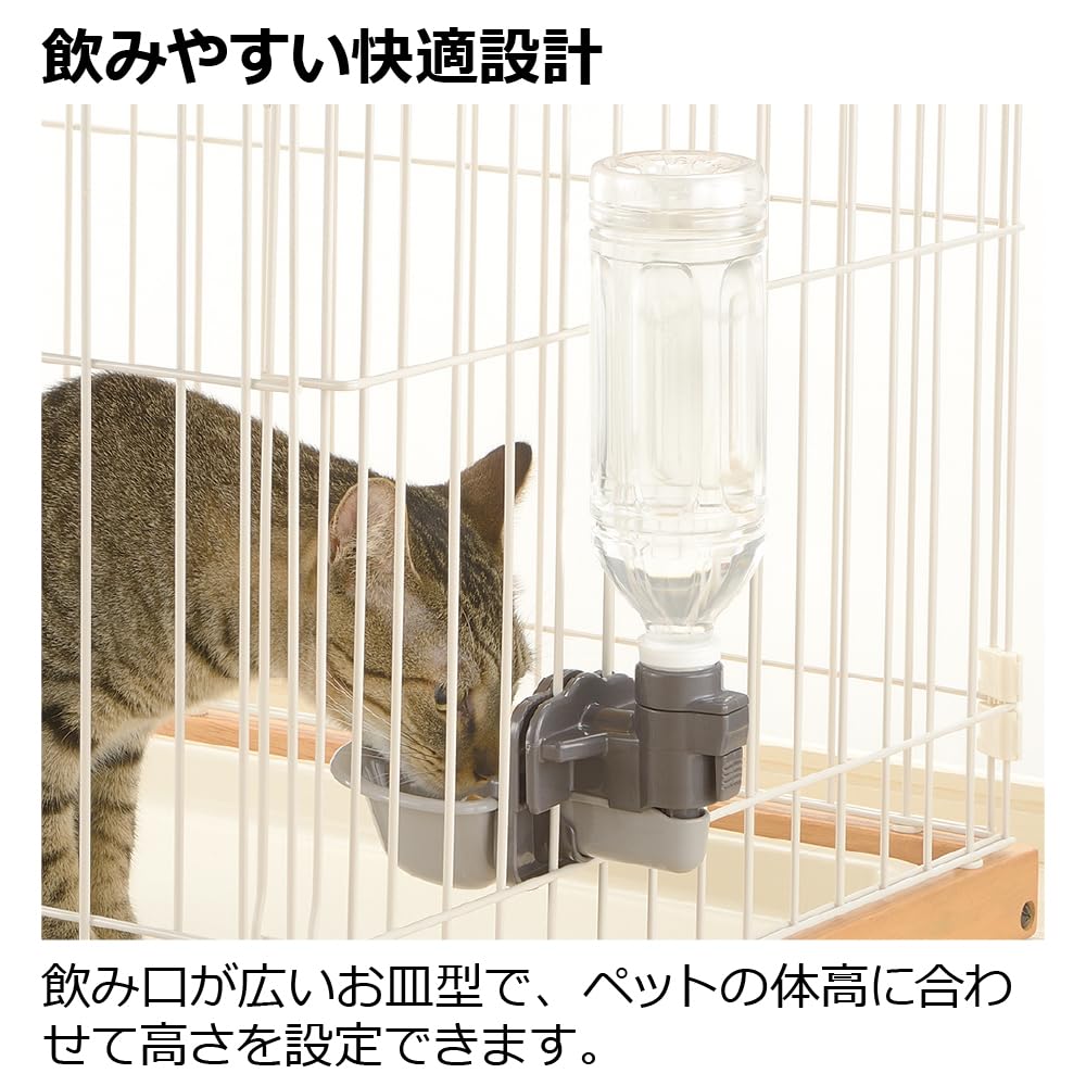 Richell Cat Water Dish S White 11.9 x 17.5 x 9.6 cm, Cage-Mounted Pet Water Bowl That Refills from a Bottle, 110 mL, Fits Wire 2.8 to 5 mm