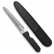 Curved Metal Nail File, Fine Grit Stainless Steel File Made in Tsubame, Japan, with Black Case, 13 cm