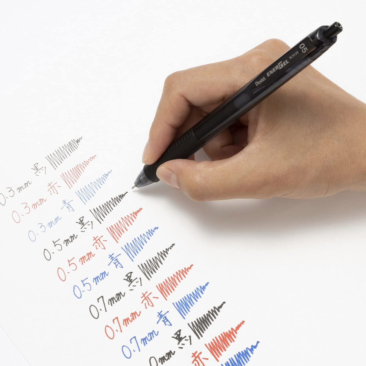Pentel EnerGel S Gel Ink Ballpoint Pen, Retractable with Recycled PP Barrel and Elastomer Grip, 0.3, 0.5, 0.7 or 1.0 mm, Black, Red or Blue, Pack of 10 Pens