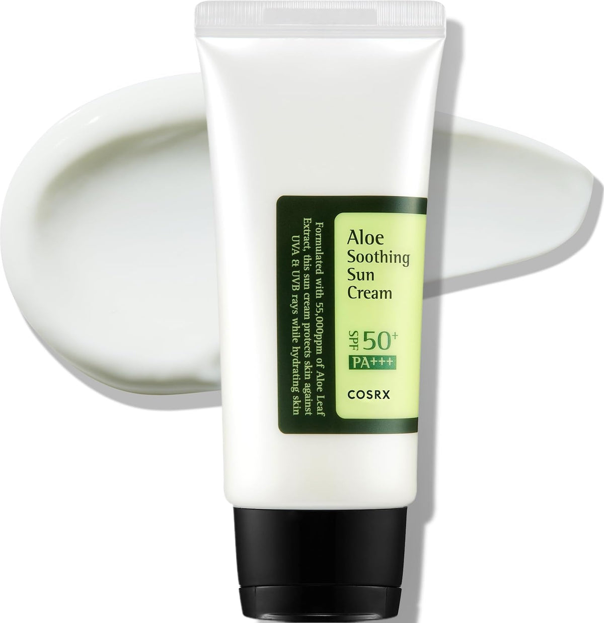 COSRX Aloe Soothing Sun Cream, SPF50+ PA+++ Lightweight Hybrid Sunscreen with 55,000 ppm Aloe Leaf Extract, 50 mL